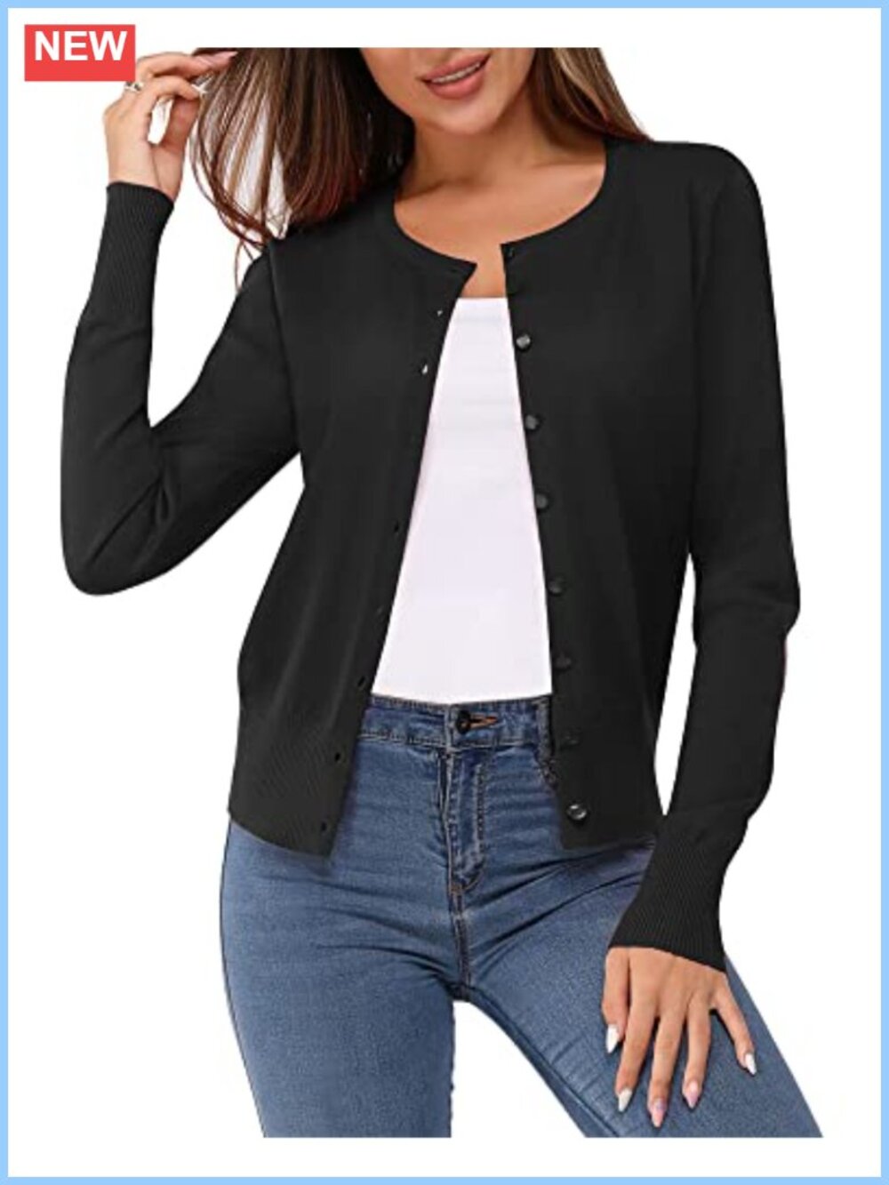 Women's Lightweight Button Down Cardigan Long Sleeve Knit Sweater Casual